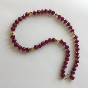 Ruby and gold beads necklace